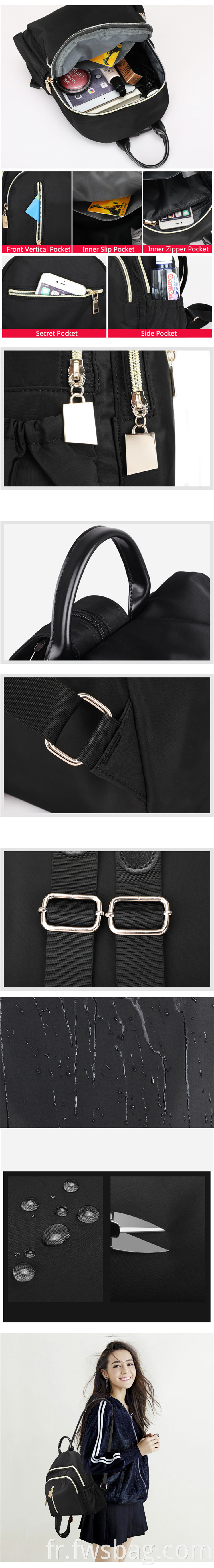 Poursier d'épaule en nylon étanche et imperméable Fashion Oxford Rucksack School College Mini Backpack décontracté